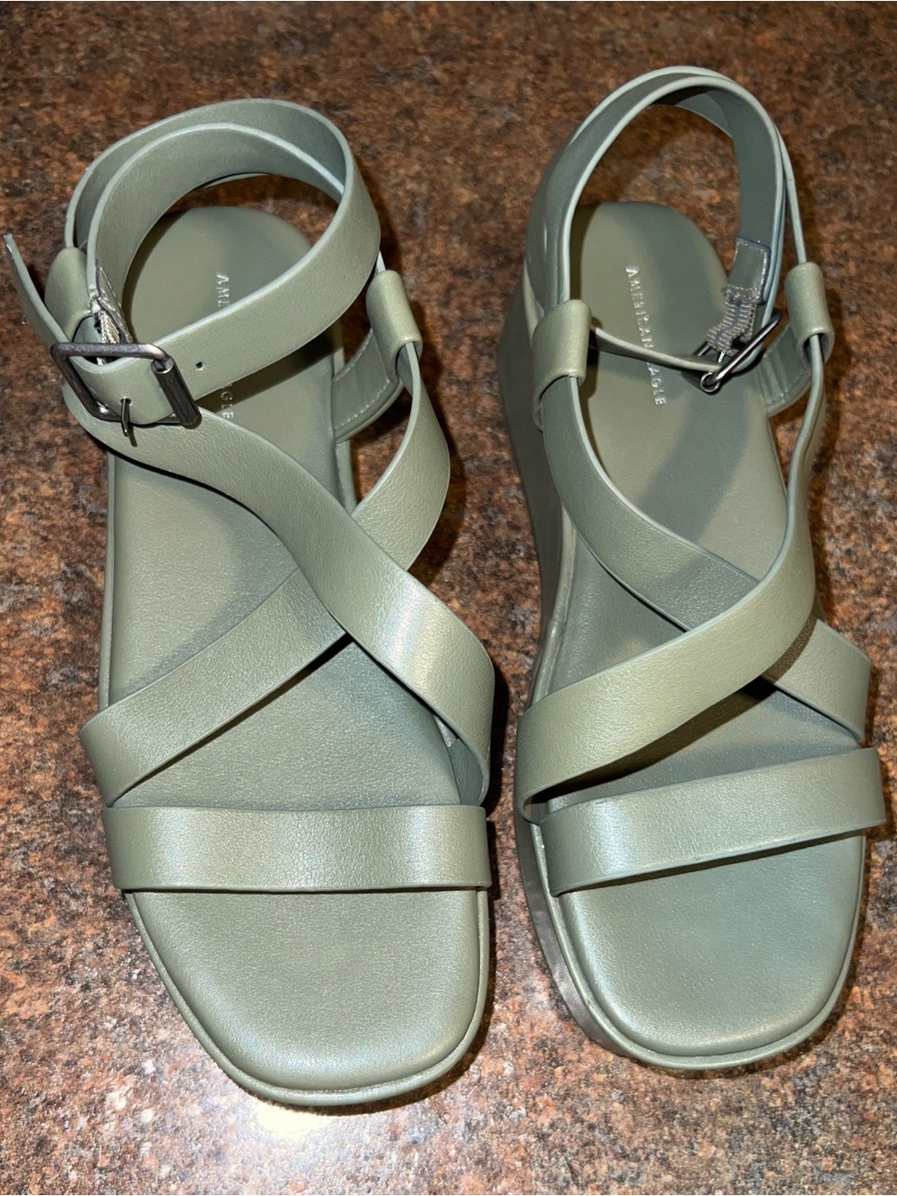 American Eagle Women's Green Strappy platform Sandals